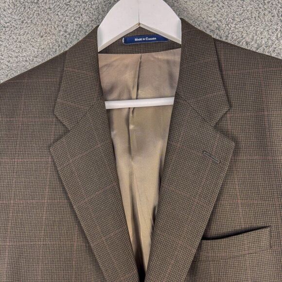 Chaps Blazer Men 42L Brown‎ Wool Cashmere Suit Jacket Business Casual Wedding - Picture 2 of 16
